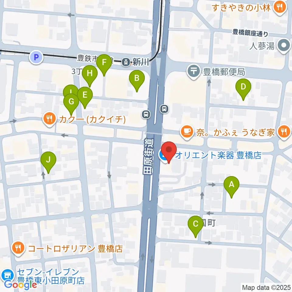 オリエント楽器 豊橋店周辺の駐車場・コインパーキング一覧地図