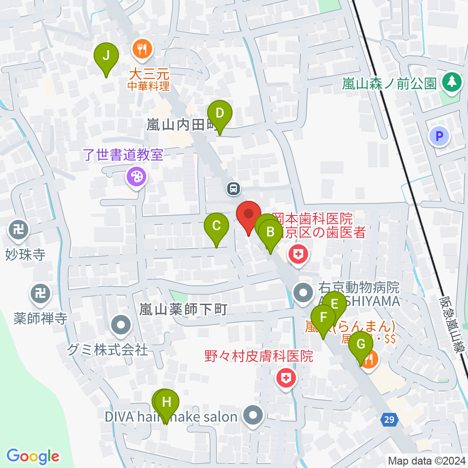 嵐山おんがく教室周辺の駐車場・コインパーキング一覧地図