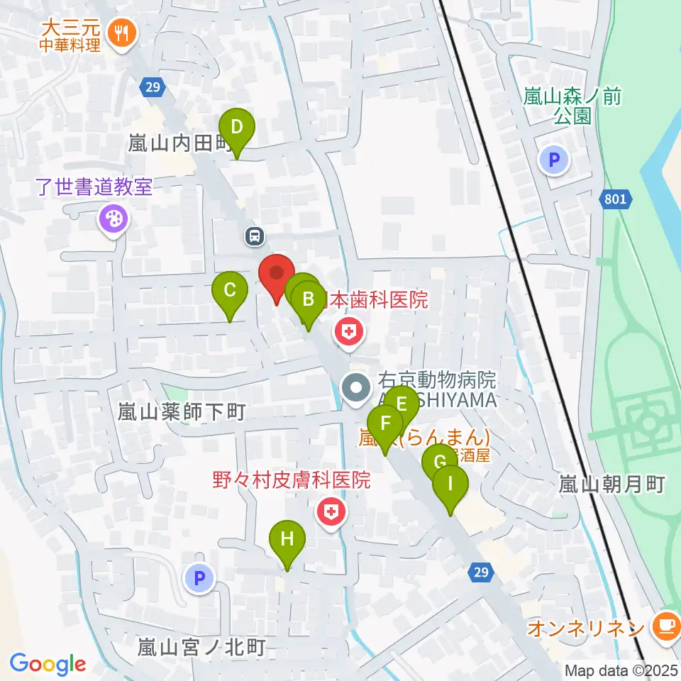 嵐山おんがく教室周辺の駐車場・コインパーキング一覧地図