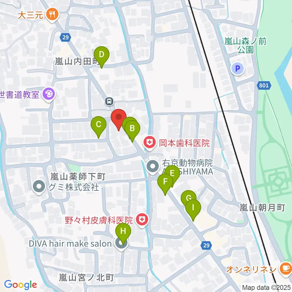 嵐山おんがく教室周辺の駐車場・コインパーキング一覧地図