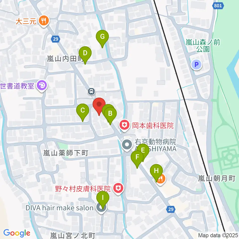 嵐山おんがく教室周辺の駐車場・コインパーキング一覧地図