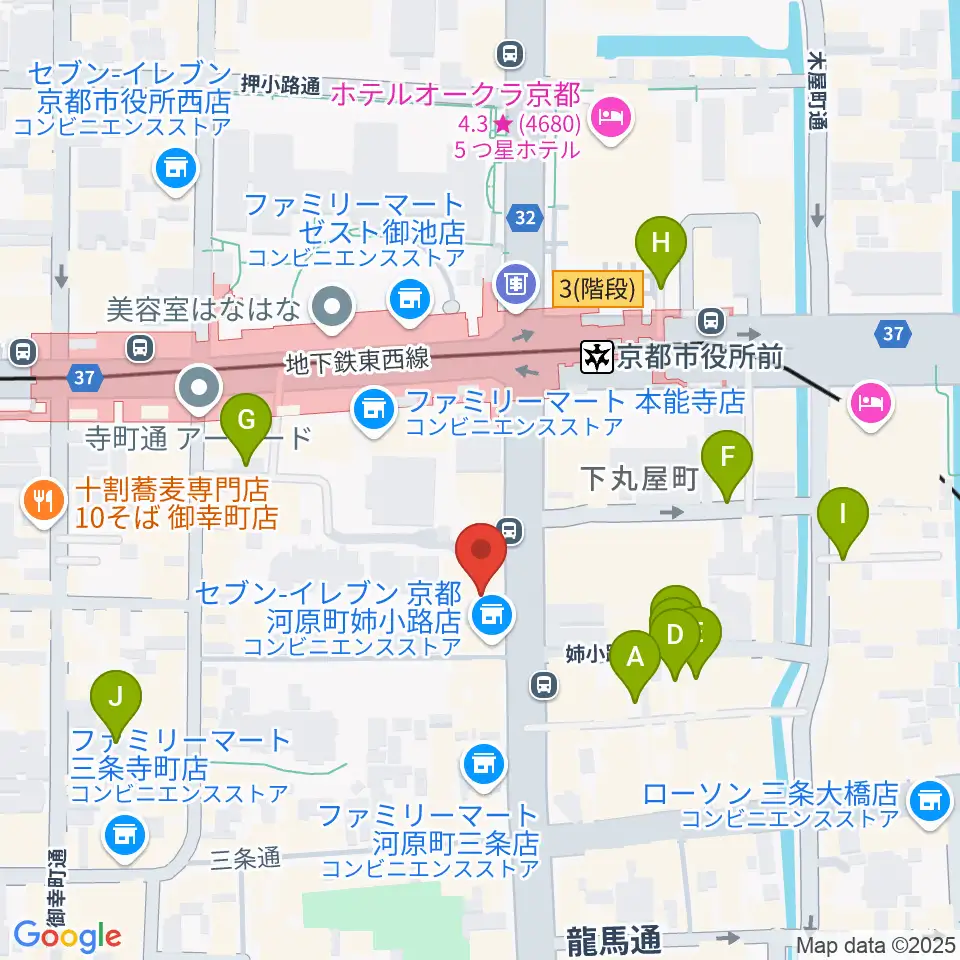 ロキシーミュージックスクール京都三条校周辺の駐車場・コインパーキング一覧地図