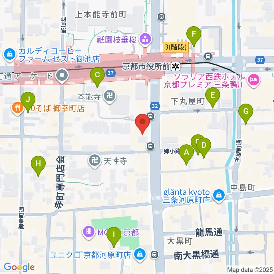 ロキシーミュージックスクール京都三条校周辺の駐車場・コインパーキング一覧地図