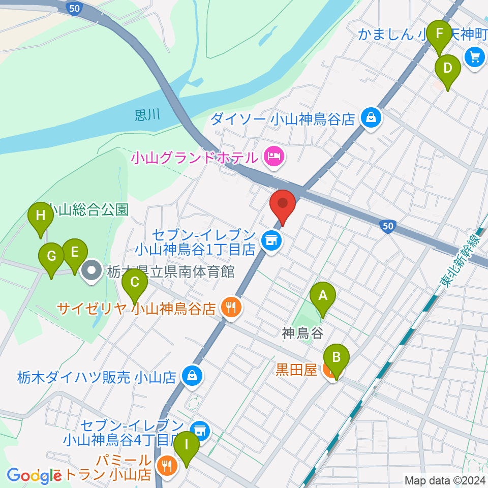 小山センター ヤマハミュージック周辺の駐車場・コインパーキング一覧地図