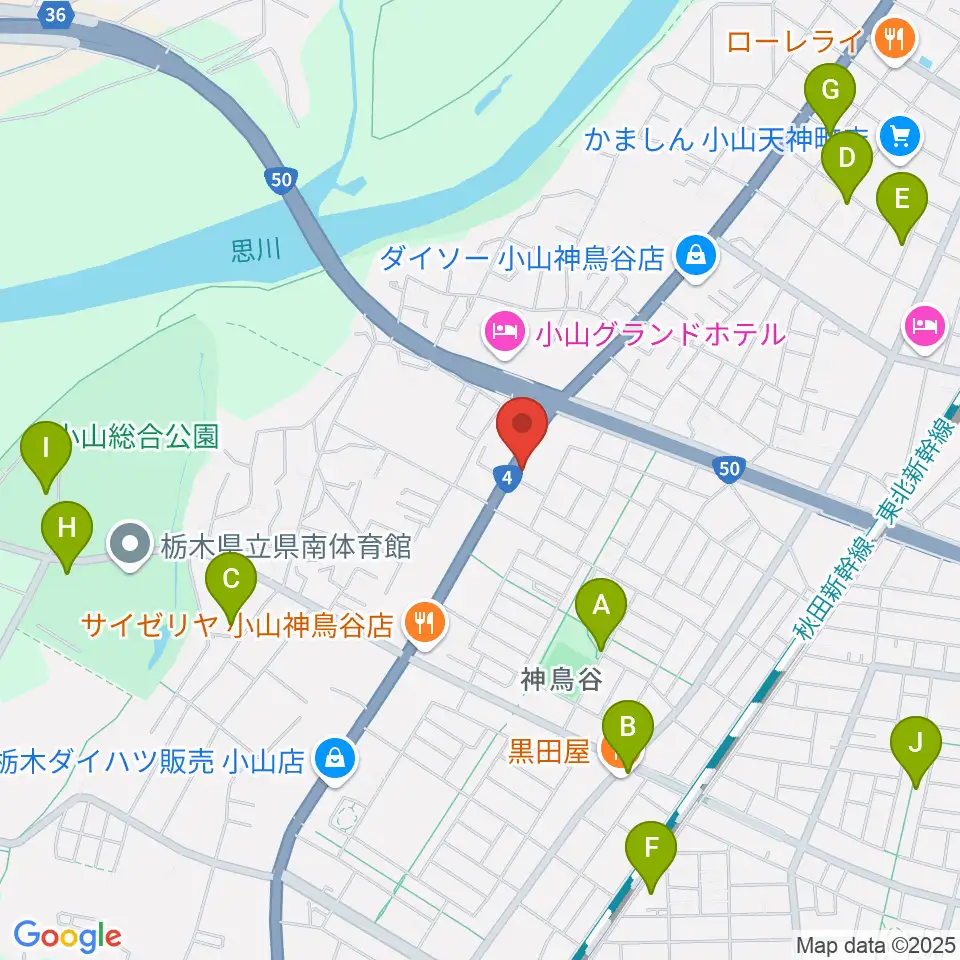 小山センター ヤマハミュージック周辺の駐車場・コインパーキング一覧地図