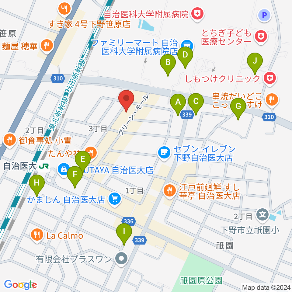 自治医大センター ヤマハミュージック周辺の駐車場・コインパーキング一覧地図