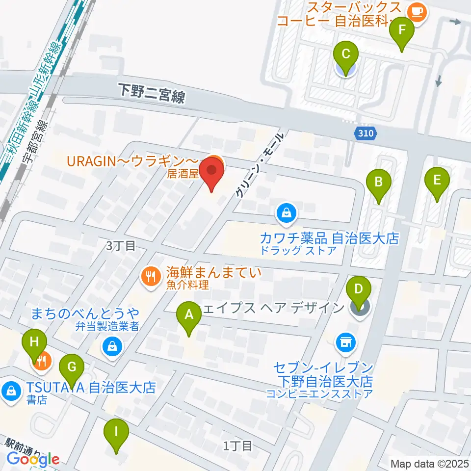 自治医大センター ヤマハミュージック周辺の駐車場・コインパーキング一覧地図