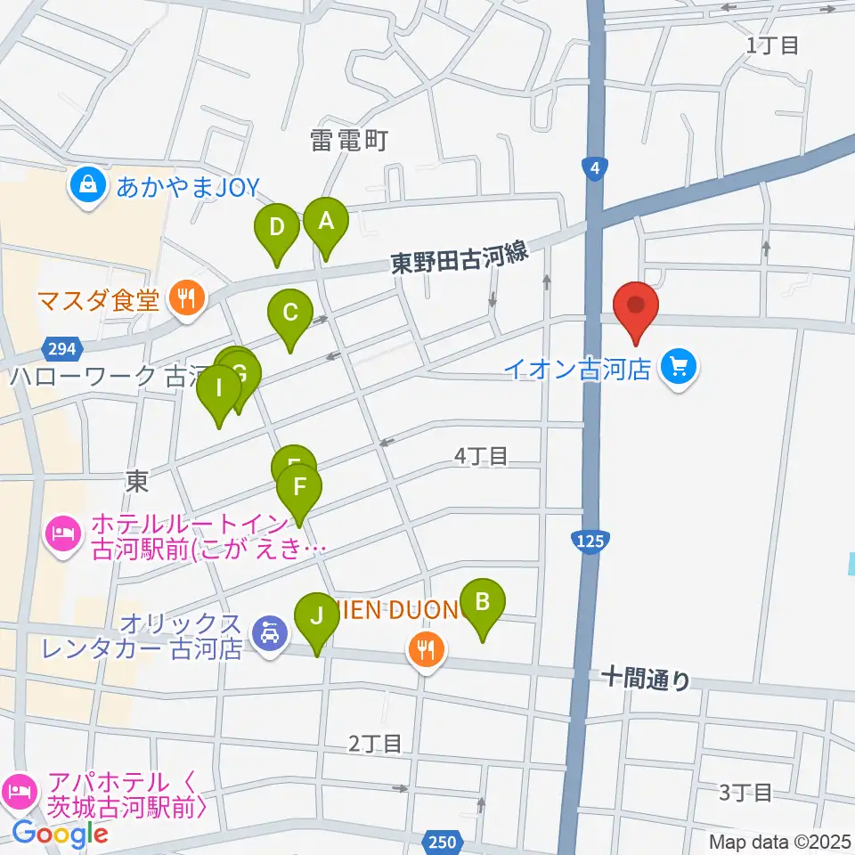 イオン古河センター ヤマハミュージック周辺の駐車場・コインパーキング一覧地図