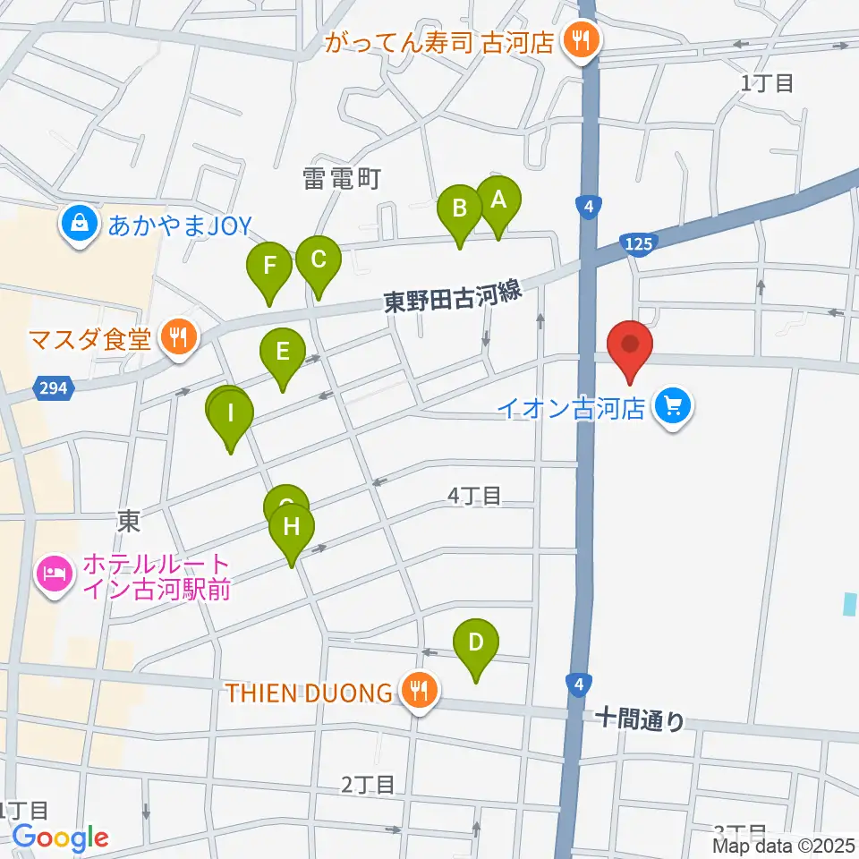 イオン古河センター ヤマハミュージック周辺の駐車場・コインパーキング一覧地図