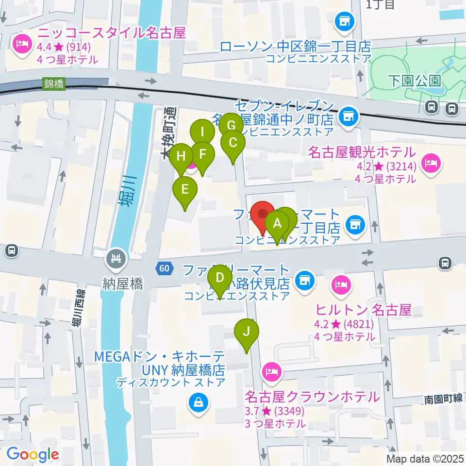 ヤマハミュージック 名古屋店周辺の駐車場・コインパーキング一覧地図