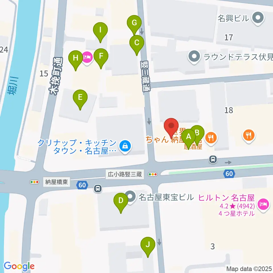 ヤマハミュージック 名古屋店周辺の駐車場・コインパーキング一覧地図