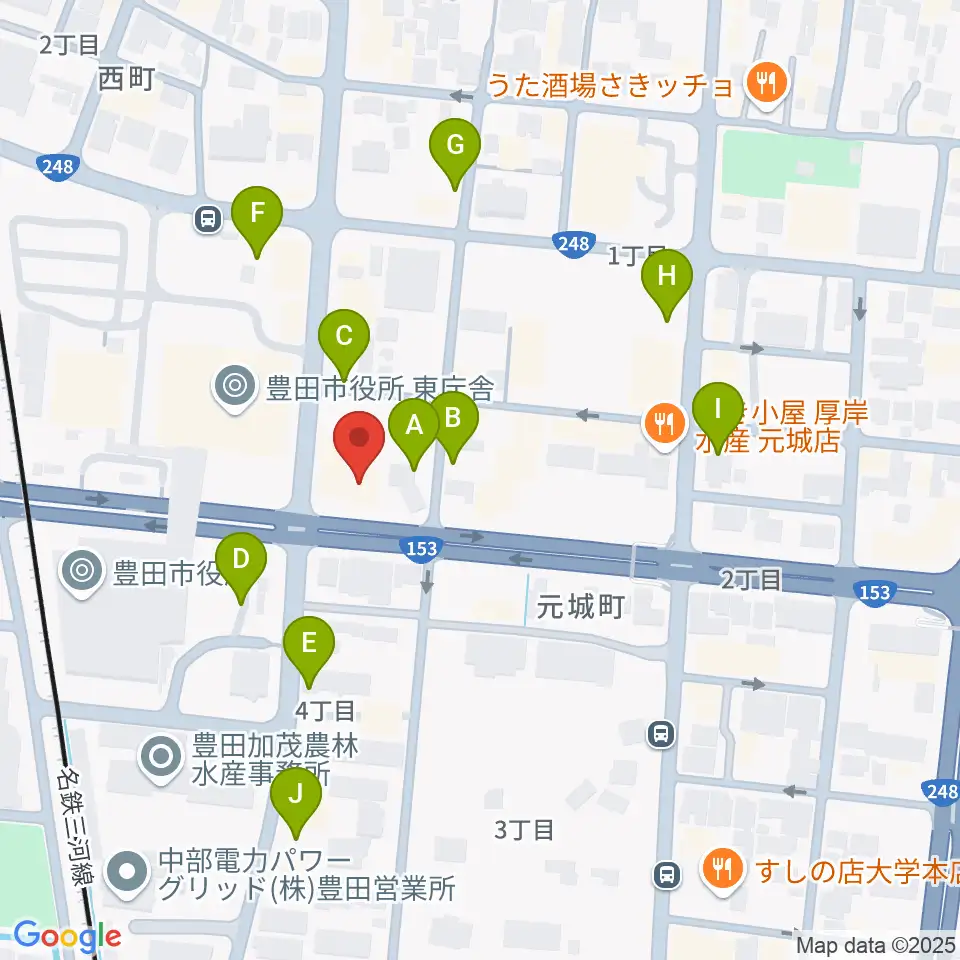 第一楽器 豊田元城店周辺の駐車場・コインパーキング一覧地図