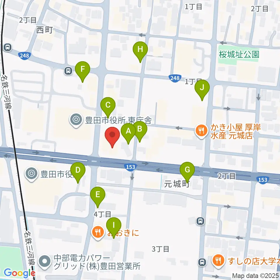 第一楽器 豊田元城店周辺の駐車場・コインパーキング一覧地図