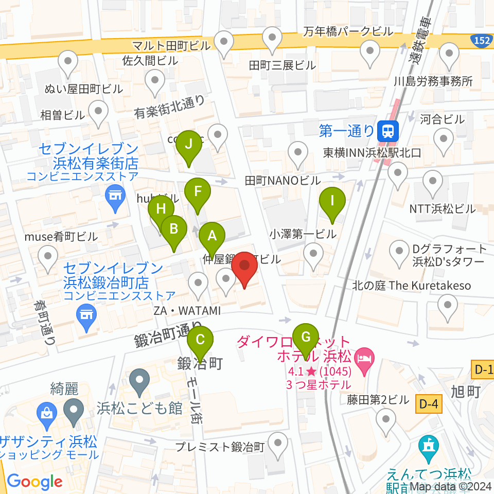 ヤマハミュージック 浜松店周辺の駐車場・コインパーキング一覧地図