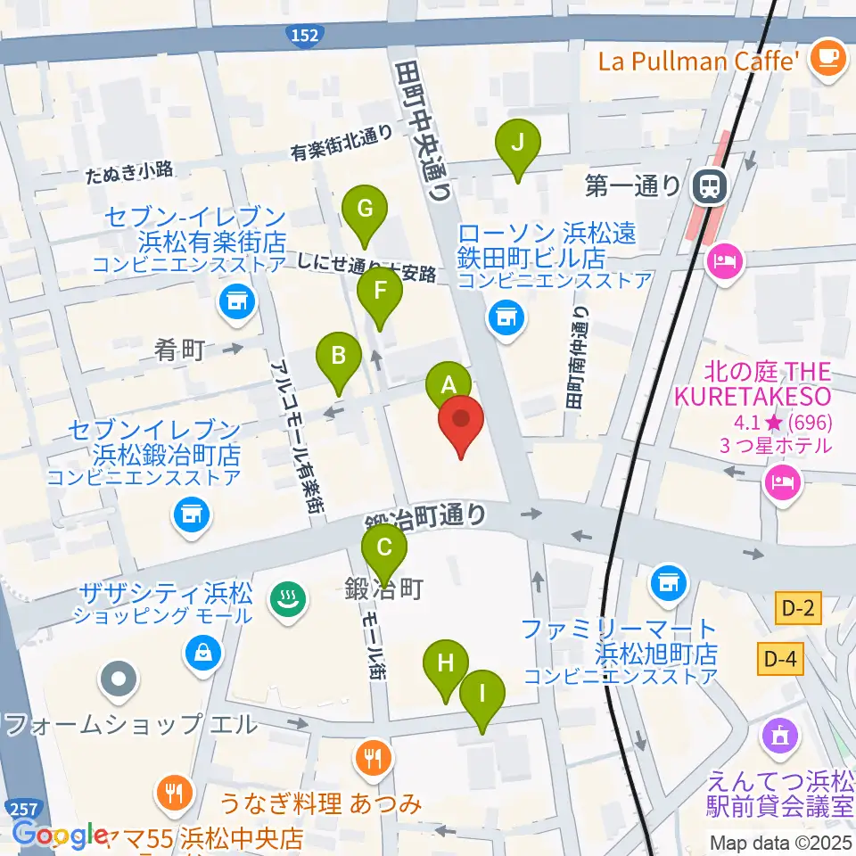 ヤマハミュージック 浜松店周辺の駐車場・コインパーキング一覧地図