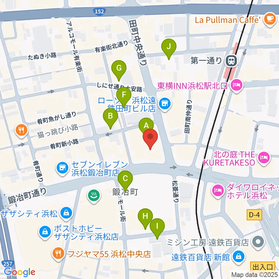 ヤマハミュージック 浜松店周辺の駐車場・コインパーキング一覧地図