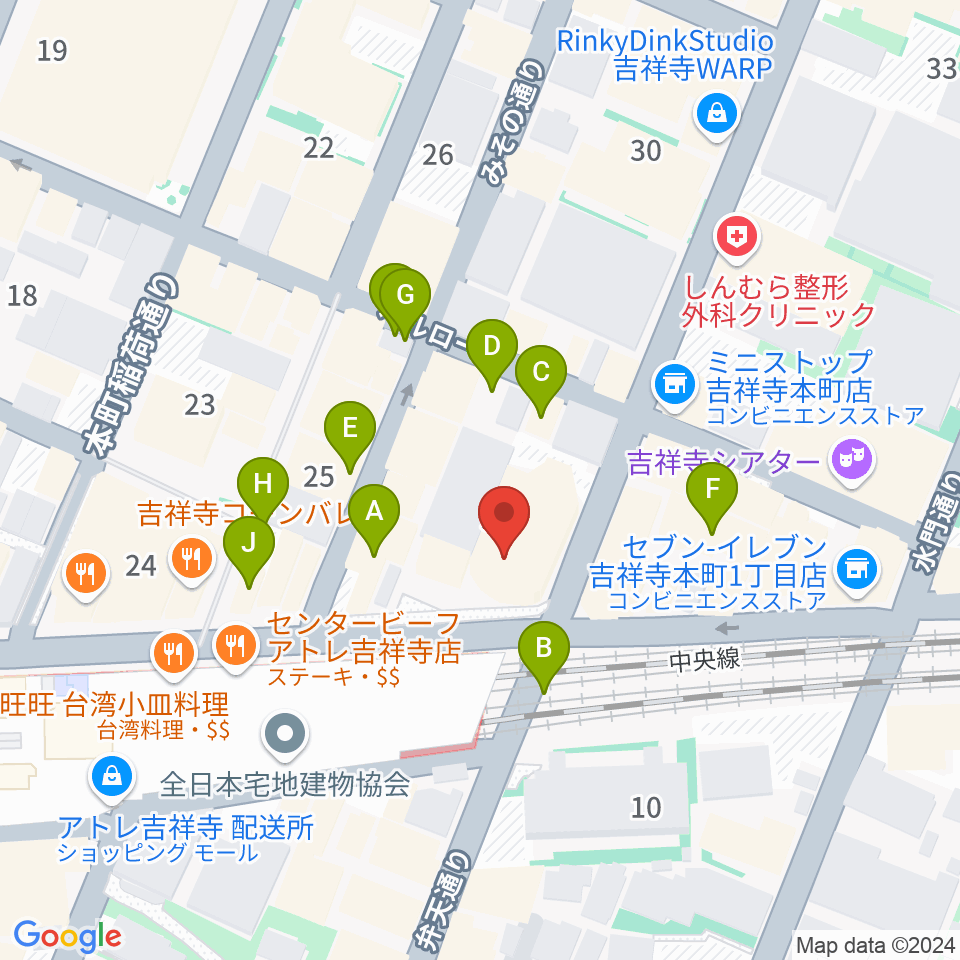 シャコンヌ東京吉祥寺店周辺の駐車場・コインパーキング一覧地図