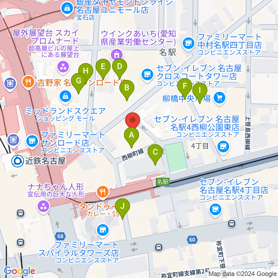 ミュージックアベニュー名駅周辺の駐車場・コインパーキング一覧地図