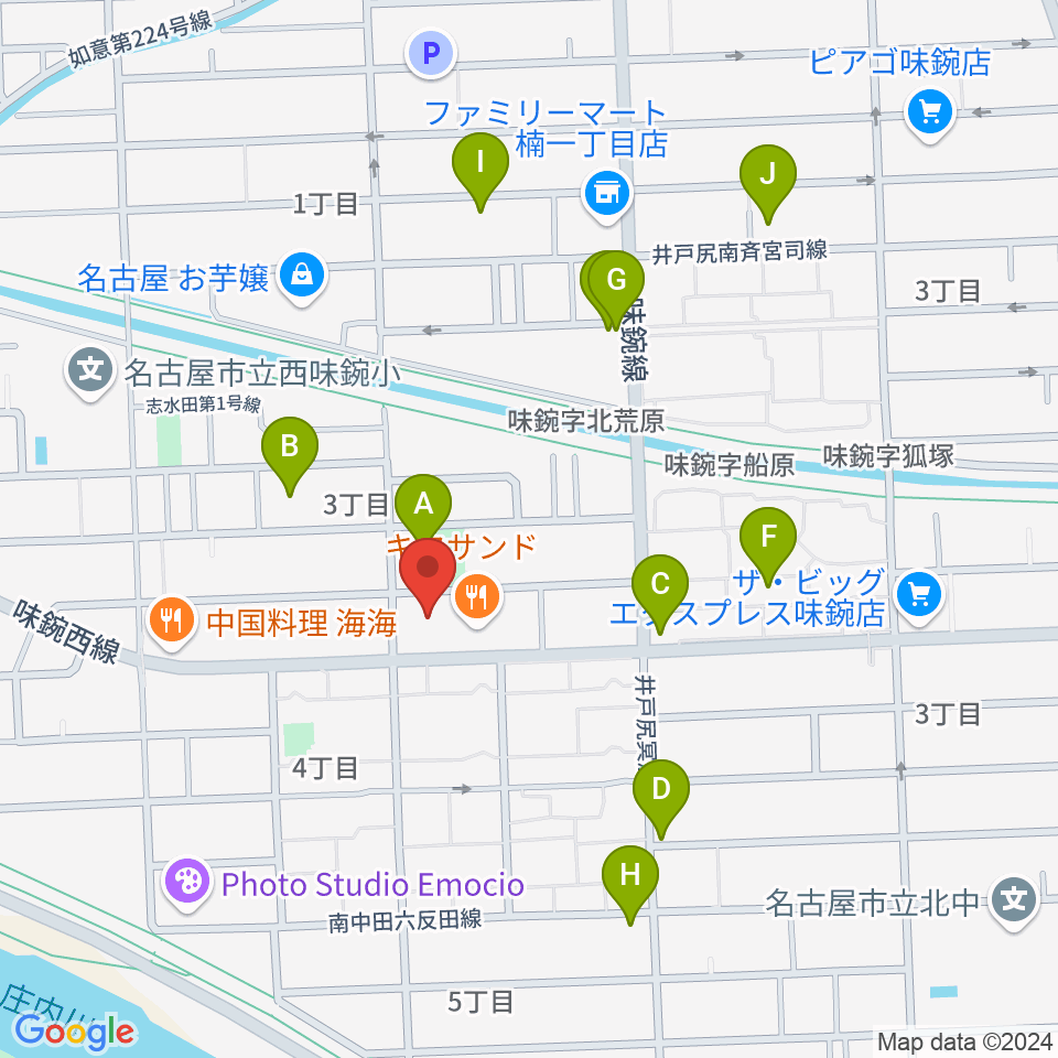 味鋺音楽センター ヤマハミュージック周辺の駐車場・コインパーキング一覧地図