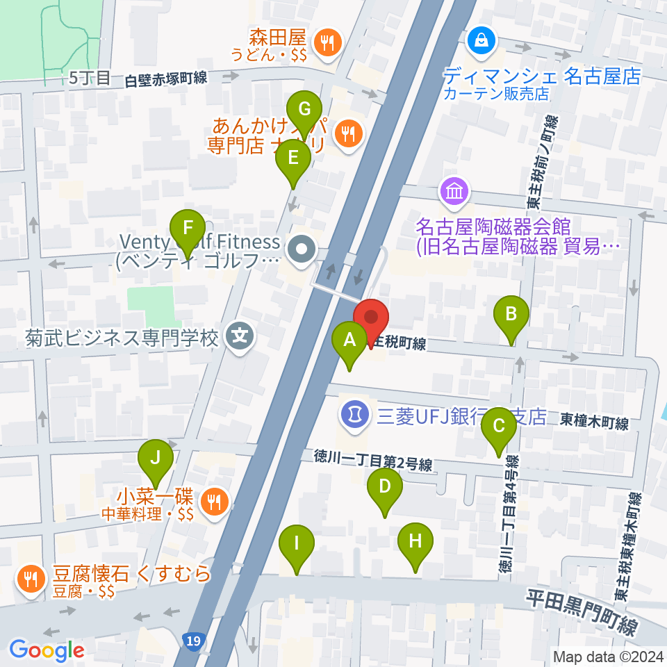 徳川センター ヤマハミュージック周辺の駐車場・コインパーキング一覧地図