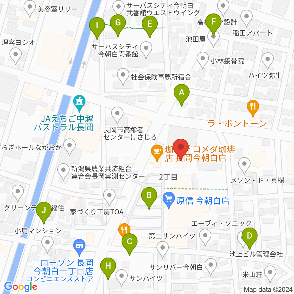 わたじん楽器 長岡店　周辺の駐車場・コインパーキング一覧地図