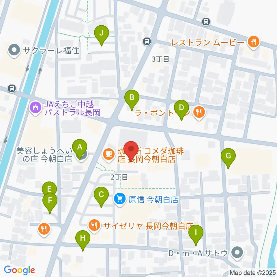 わたじん楽器 長岡店 周辺の駐車場・コインパーキング一覧地図