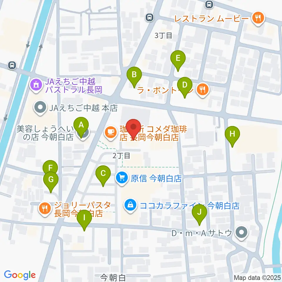 わたじん楽器 長岡店　周辺の駐車場・コインパーキング一覧地図