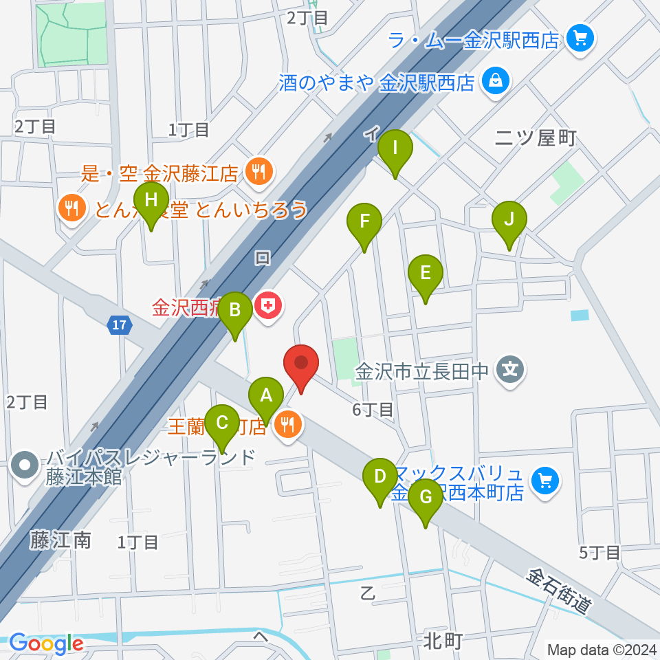 MPC 楽器センター金沢周辺の駐車場・コインパーキング一覧地図