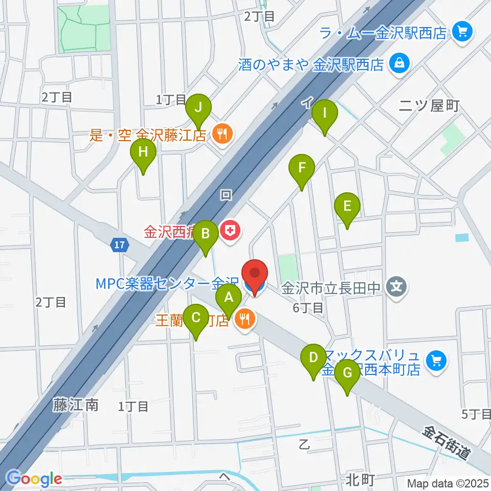 MPC 楽器センター金沢周辺の駐車場・コインパーキング一覧地図
