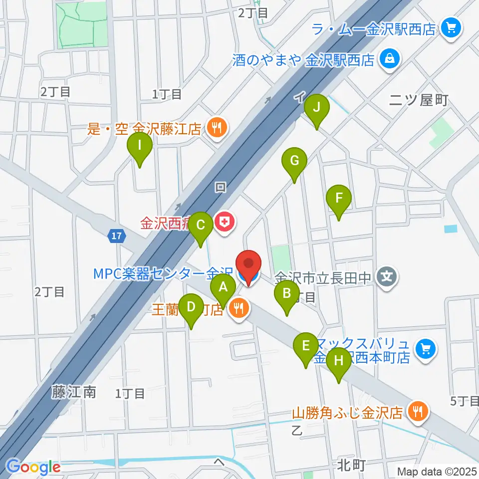 MPC 楽器センター金沢周辺の駐車場・コインパーキング一覧地図