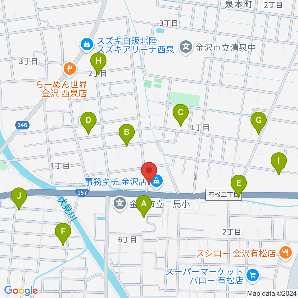 開進堂楽器 MPC金沢周辺の駐車場・コインパーキング一覧地図