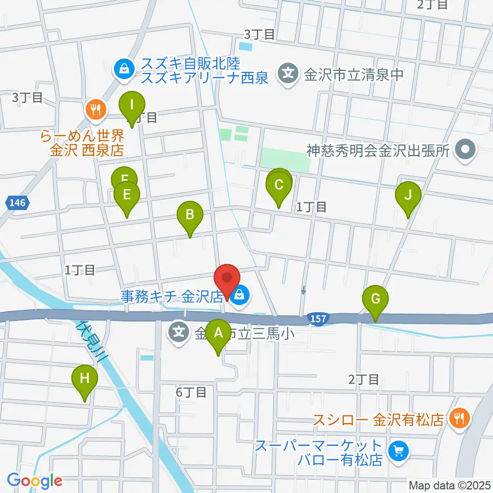 開進堂楽器 MPC金沢周辺の駐車場・コインパーキング一覧地図