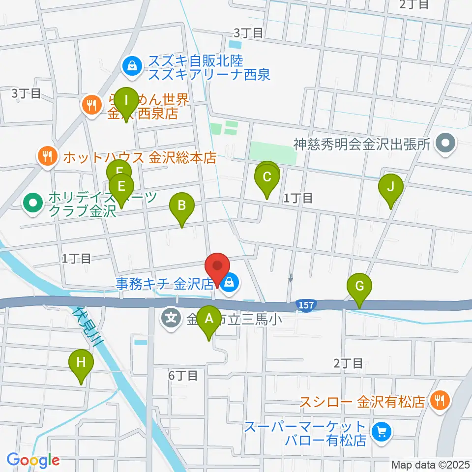 開進堂楽器 MPC金沢周辺の駐車場・コインパーキング一覧地図