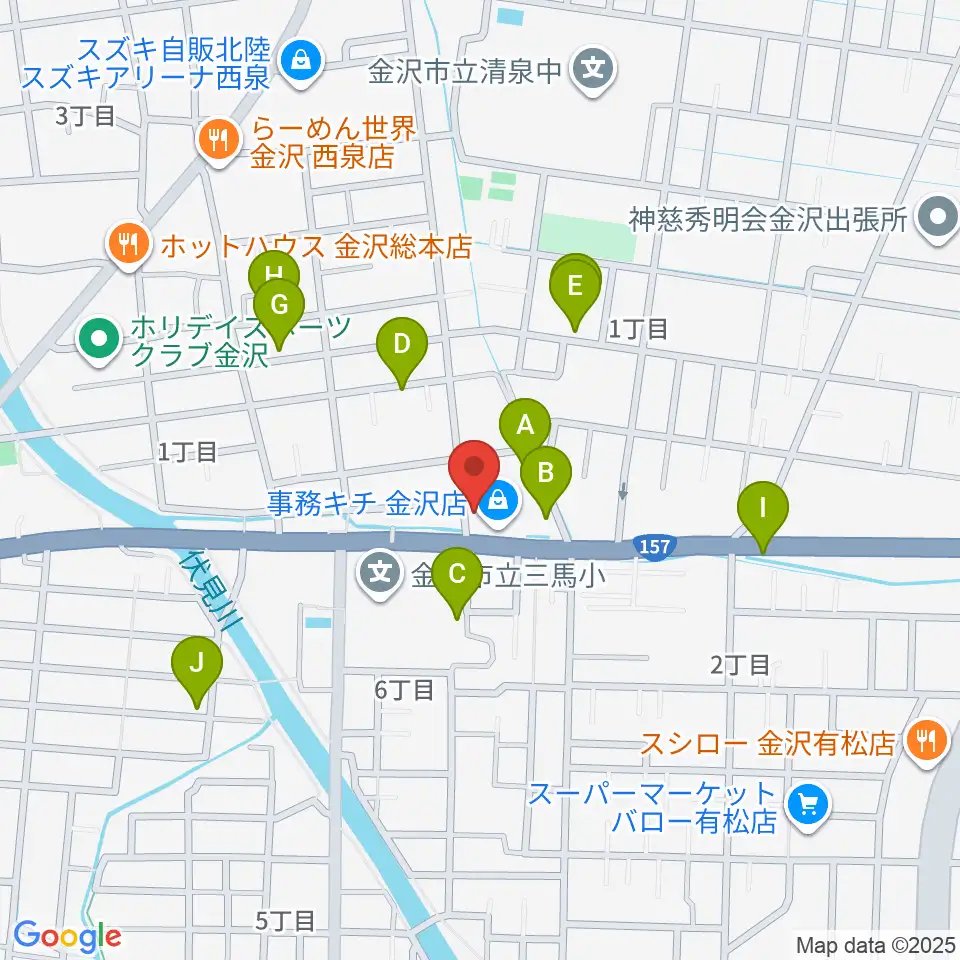 開進堂楽器 MPC金沢周辺の駐車場・コインパーキング一覧地図