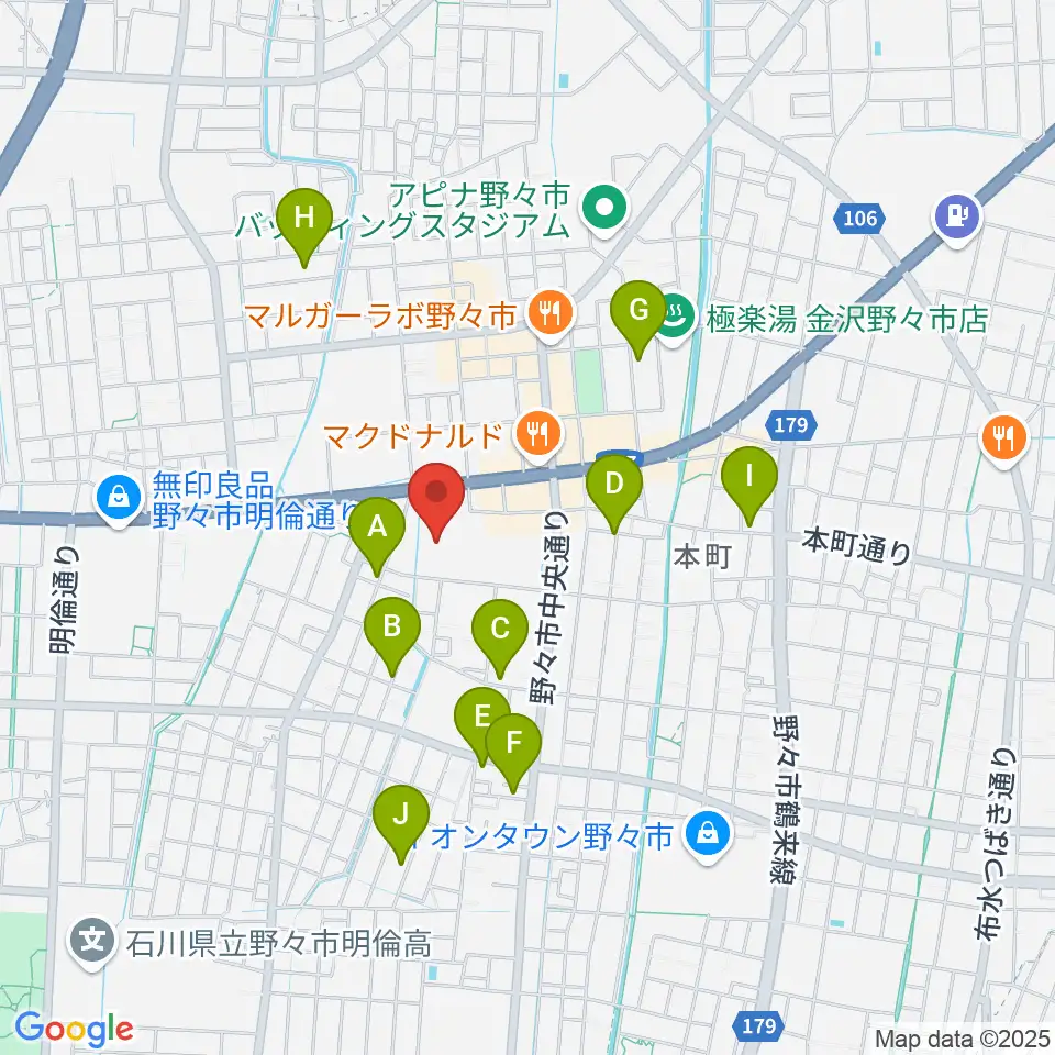 野々市市文化会館フォルテ周辺の駐車場・コインパーキング一覧地図