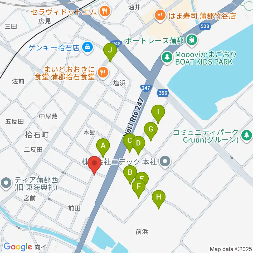 オリエント楽器 ヤマハ蒲郡中央センター周辺の駐車場・コインパーキング一覧地図
