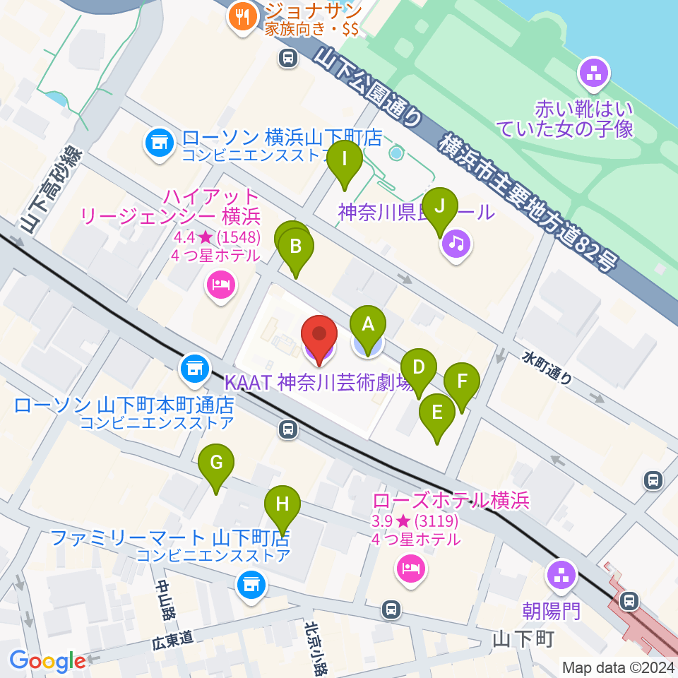 KAAT神奈川芸術劇場周辺の駐車場・コインパーキング一覧地図