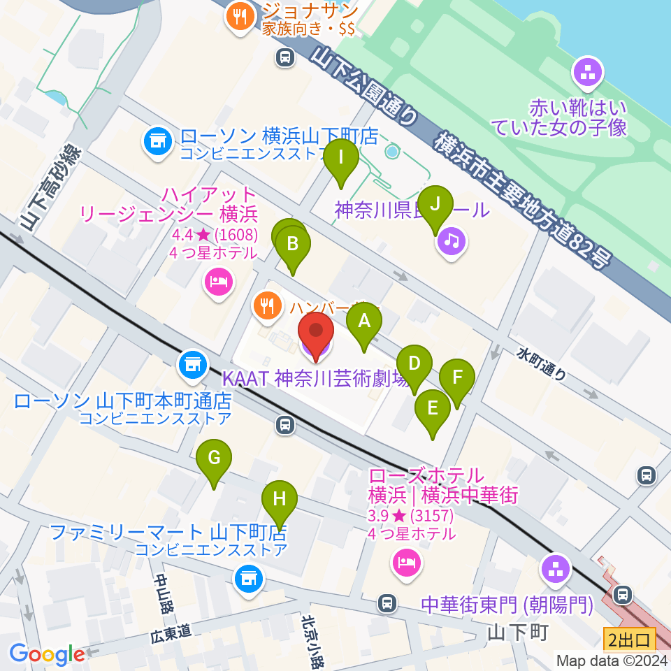 KAAT神奈川芸術劇場周辺の駐車場・コインパーキング一覧地図