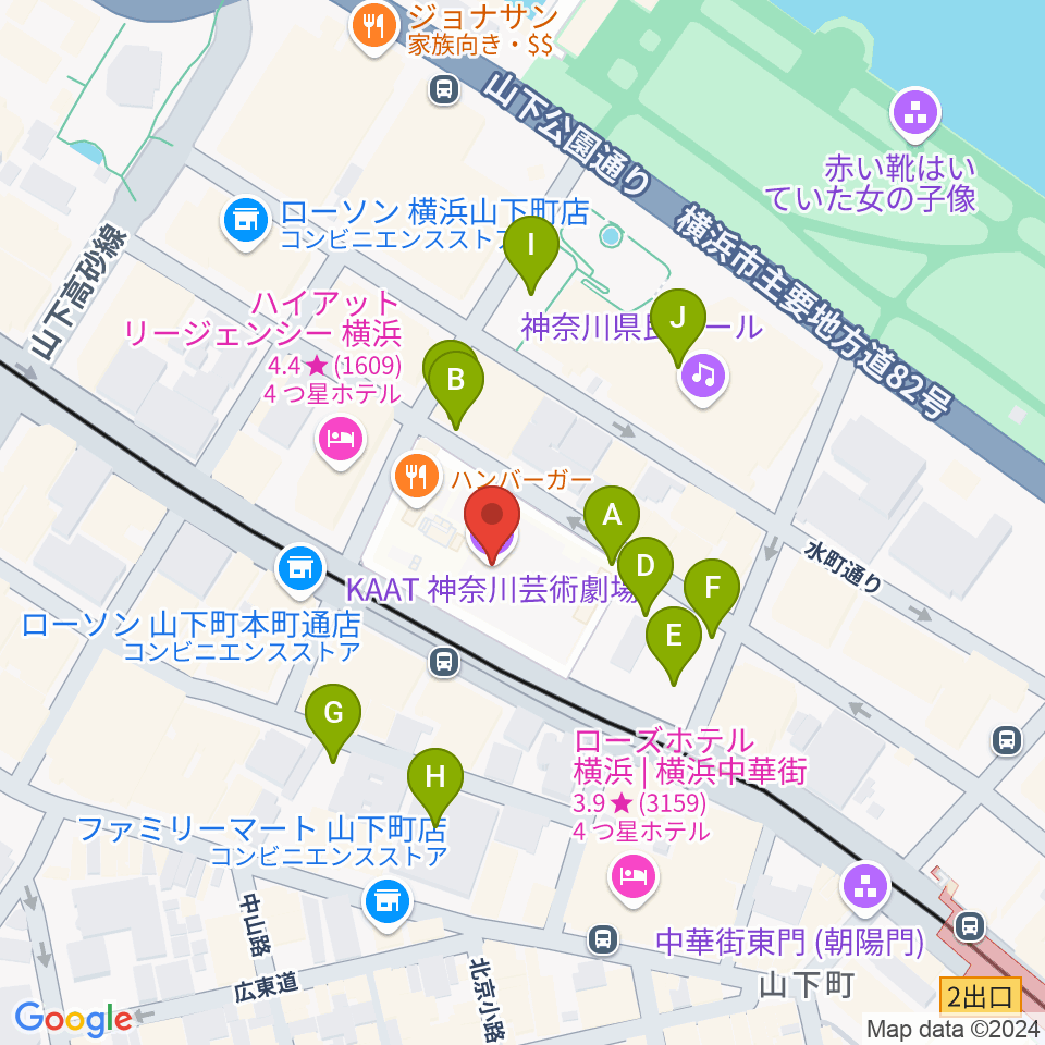 KAAT神奈川芸術劇場周辺の駐車場・コインパーキング一覧地図