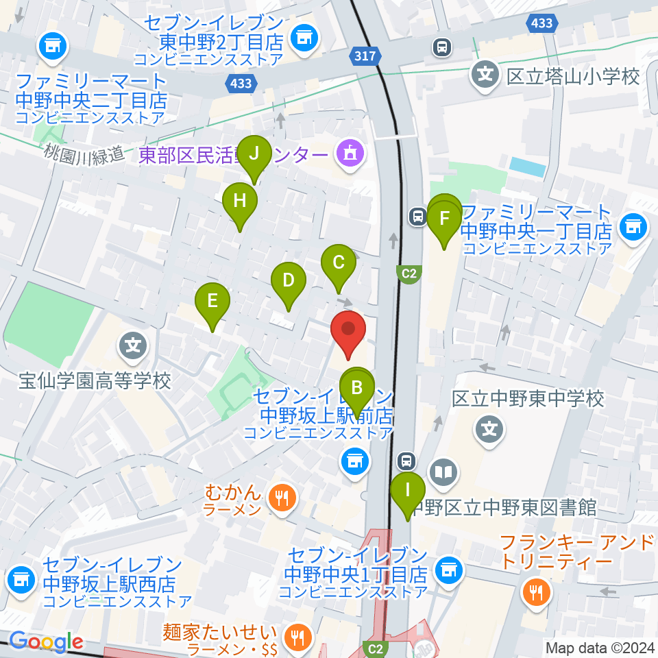 D,IOS中野坂上スタジオ周辺の駐車場・コインパーキング一覧地図