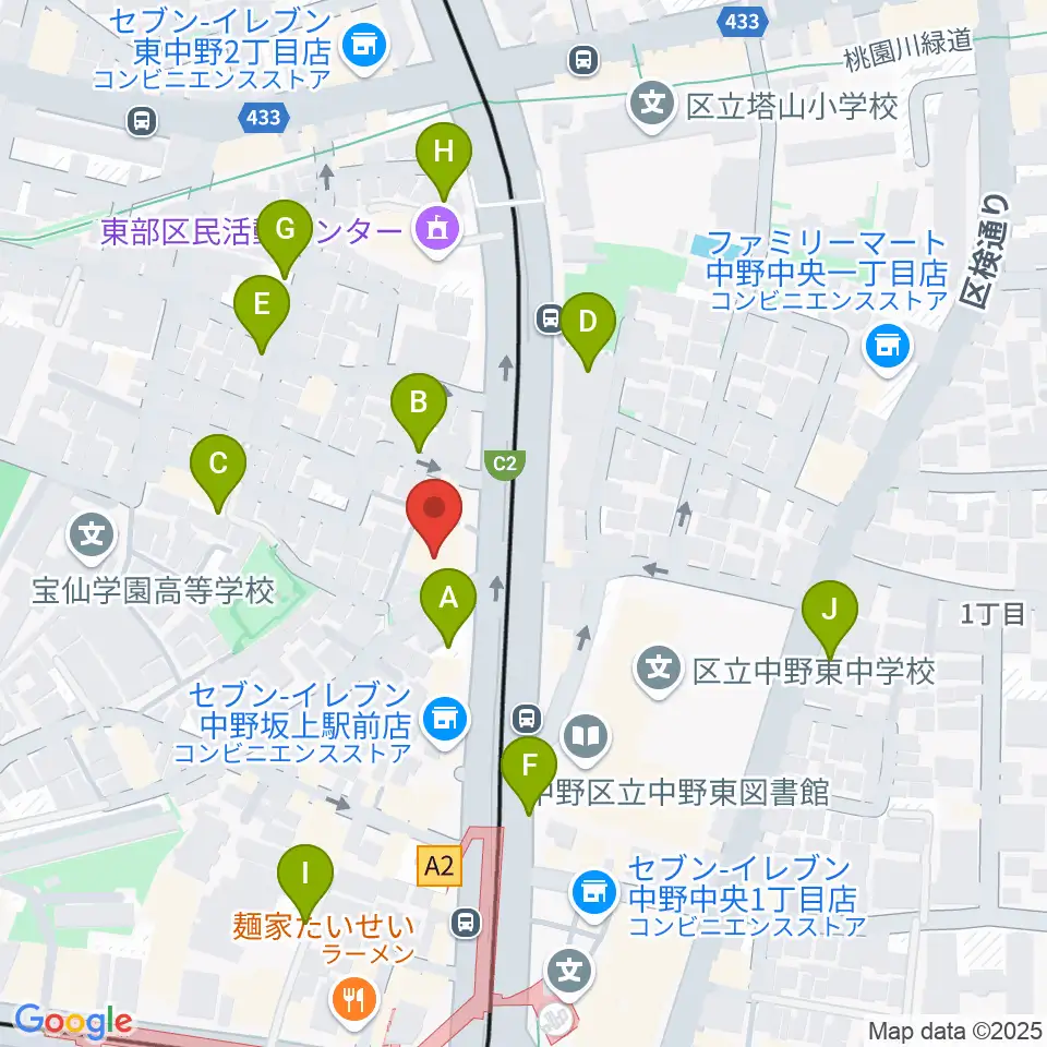 D,IOS中野坂上スタジオ周辺の駐車場・コインパーキング一覧地図