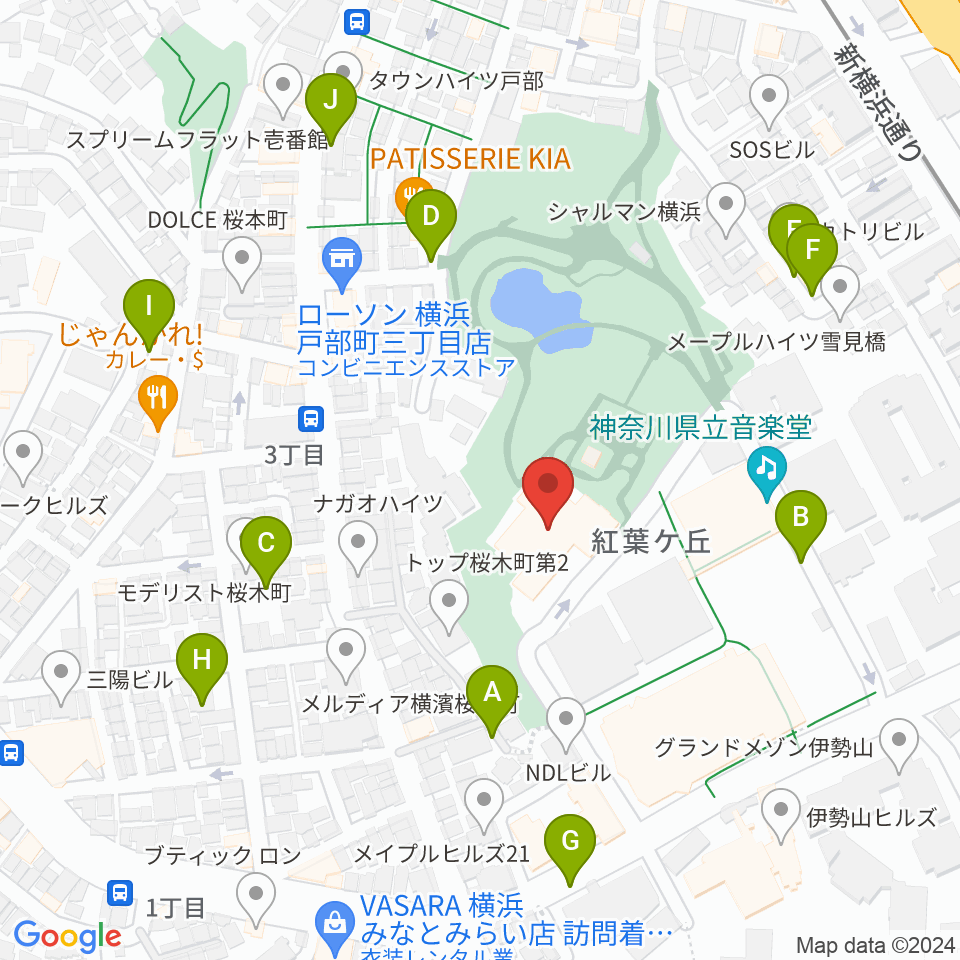 横浜能楽堂周辺の駐車場・コインパーキング一覧地図