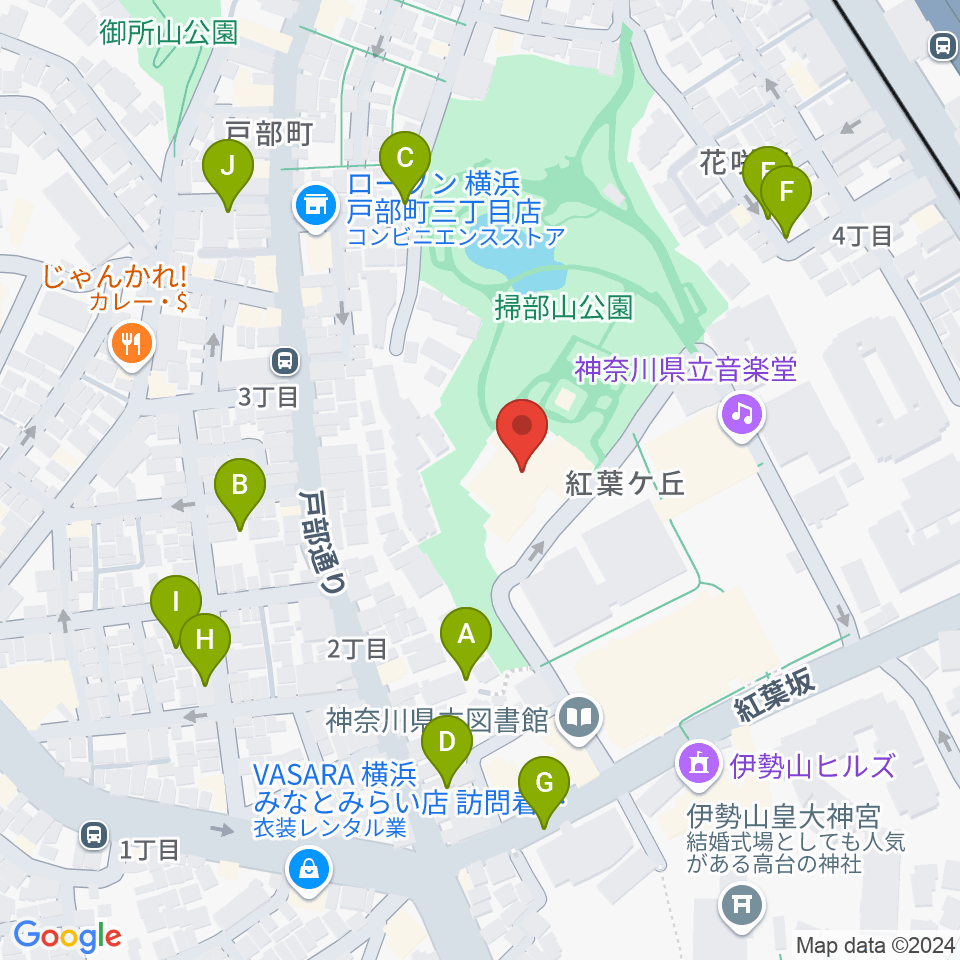 横浜能楽堂周辺の駐車場・コインパーキング一覧地図