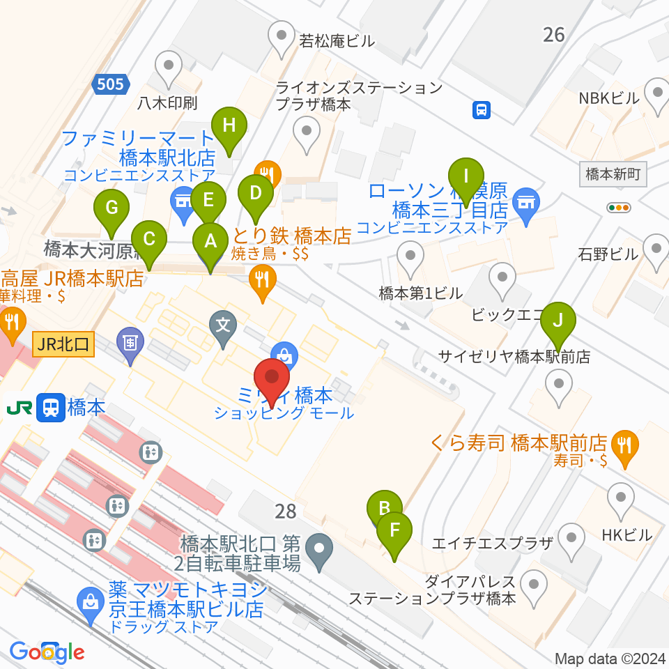 杜のホールはしもと周辺の駐車場・コインパーキング一覧地図