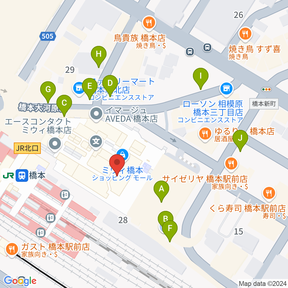 杜のホールはしもと周辺の駐車場・コインパーキング一覧地図