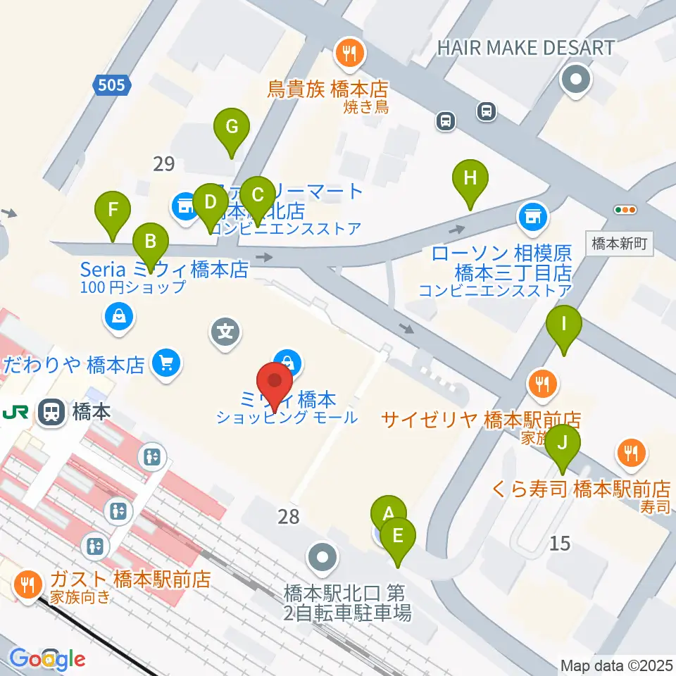 杜のホールはしもと周辺の駐車場・コインパーキング一覧地図