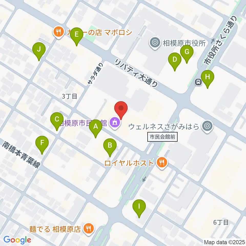 相模原市民会館周辺の駐車場・コインパーキング一覧地図