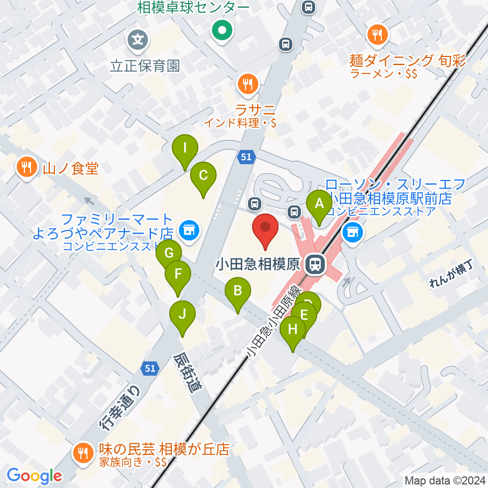 おださがプラザ周辺の駐車場・コインパーキング一覧地図