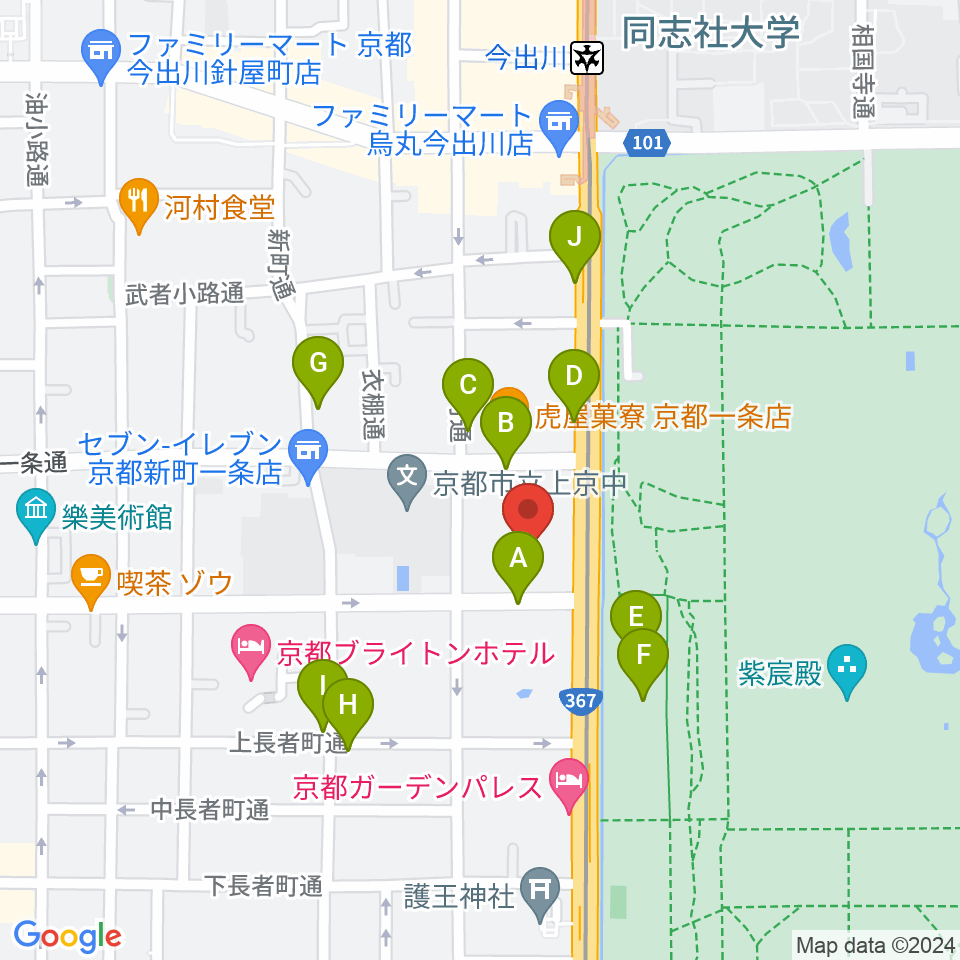 京都府立府民ホールアルティ周辺の駐車場・コインパーキング一覧地図