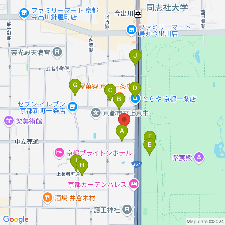 京都府立府民ホールアルティ周辺の駐車場・コインパーキング一覧地図